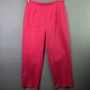 Blast Knit Pants Straight Leg Elastic Waist Pleated M Short Pink Comfort Stretch